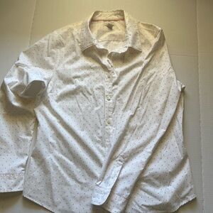 L.L. Bean White Blouse with trending polka dots